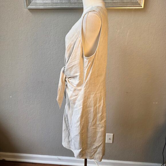 J. Mclaughlin‎ Women's Selena Linen Blend Button Front Knot Dress Size XL Beige - Picture 4 of 7